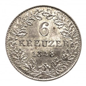 Niemcy, Frankfurt, Wolne Miasto, 6 krajcarów 1848, Frankfurt