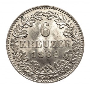 Niemcy, Frankfurt, Wolne Miasto, 6 krajcarów 1866, Frankfurt