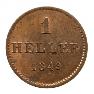 Niemcy, Frankfurt, Wolne Miasto, 1 heller (halerz) 1849, Frankfurt