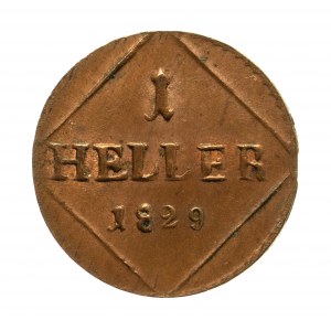 Niemcy, Bawaria, Ludwik I 1825-1848, 1 heller (halerz) 1829,