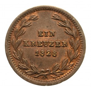 Niemcy, Badenia, Ludwik 1818-1830, 1 krajcar 1828, Karlsruhe