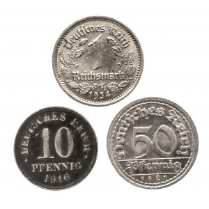 Niemcy, zestaw 3 monet z lat 1914-1934
