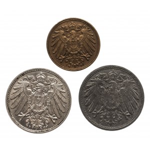 Niemcy, zestaw 3 monet z lat 1905-1921