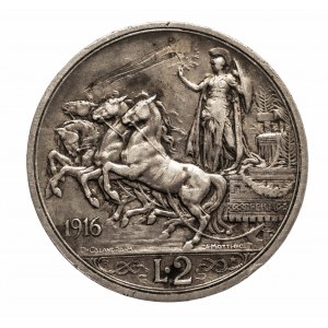 Włochy, Królestwo Włoch Wiktor Emanuel III 1900-1943, 2 liry 1916 R, Rzym