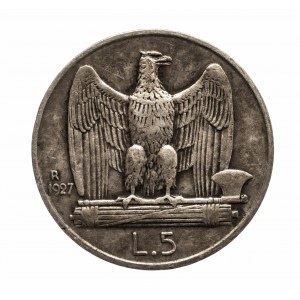 Włochy, Królestwo Włoch Wiktor Emanuel III 1900-1943, 5 lirów 1927 R, Rzym