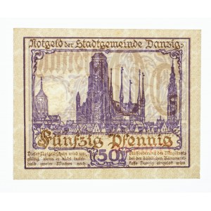 Wolne Miasto Gdańsk, 50 pfennig 15.04.1919. Magistrat Gdański.