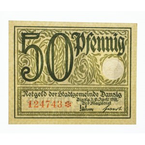 Wolne Miasto Gdańsk, 50 pfennig 15.04.1919. Magistrat Gdański.