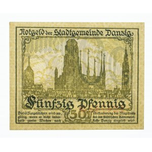 Wolne Miasto Gdańsk, 50 pfennig 15.04.1919. Magistrat Gdański.