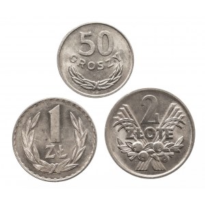 Polska, PRL 1944-1989, zestaw 3 monet obiegowych
