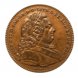 Francja, Polska, Stanisław Leszczyński, medal na pamiątkę utworzenia Akademii Stanisławowskiej w Nancy 1750.