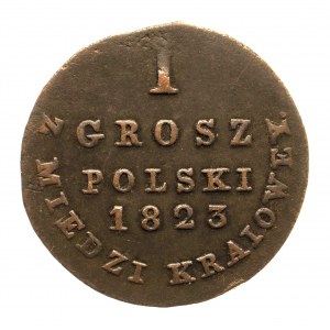 Królestwo Polskie, Aleksander I 1815-1825, 1 grosz 1823 I.B., z miedzi krajowej, Warszawa