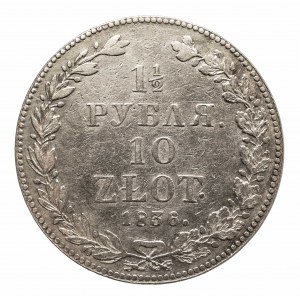 Zabór Rosyjski, Mikołaj I 1825-1855, 1 1/2 rubla / 10 złotych 1836 НГ, Petersburg