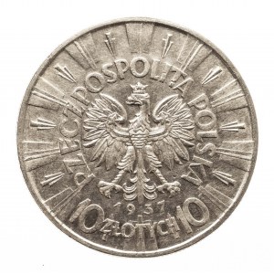 Polska, II Rzeczpospolita 1918-1939, 10 złotych 1937, Piłsudski, Warszawa