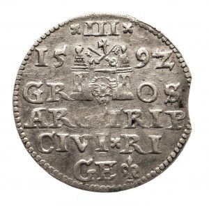 Polska, Zygmunt III Waza 1587-1632, trojak 1592, Ryga