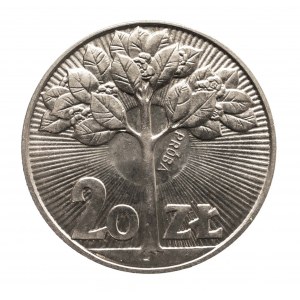 Polska, PRL 1944-1989, 20 złotych 1973, Warszawa, Drzewo, PRÓBA, miedzionikiel