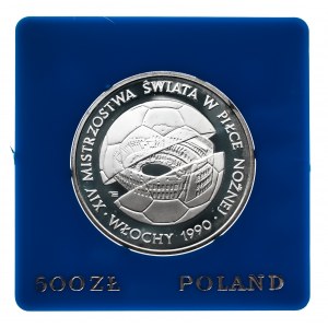Polska, PRL 1944-1989, 500 złotych 1988, MŚ w Piłce Nożnej - Włochy 1990, srebro