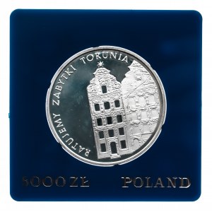 Polska, PRL 1944-1989, 5000 złotych 1989, Ratijemy Zabytki Torunia, srebro