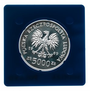 Polska, PRL 1944-1989, 5000 złotych 1989, Ratijemy Zabytki Torunia, srebro