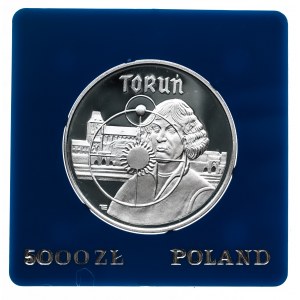 Polska, PRL 1944-1989, 5000 złotych 1989, Toruń - Mikołaj Kopernik, srebro