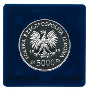 Polska, PRL 1944-1989, 5000 złotych 1989, Toruń - Mikołaj Kopernik, srebro