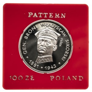 Polska, PRL 1944-1989, 100 złotych 1981, Władysław Sikorski, PRÓBA, srebro
