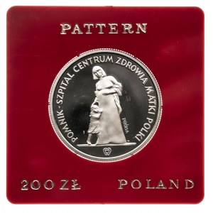 Polska, PRL 1944-1989, 200 złotych 1985, Pomnik - Szpital Centrum Zdrowia Matki Polki, PRÓBA, żelazonikiel (1)