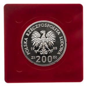 Polska, PRL 1944-1989, 200 złotych 1985, Pomnik - Szpital Centrum Zdrowia Matki Polki, PRÓBA, żelazonikiel (1)