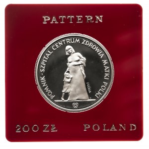 Polska, PRL 1944-1989, 200 złotych 1985, Pomnik - Szpital Centrum Zdrowia Matki Polki, PRÓBA, miedzionikiel (2)