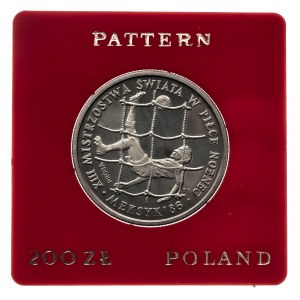 Polska, PRL 1944-1989, 200 złotych 1985, XII MŚ w Piłce Noznej - Meksyk 86, PRÓBA, miedzionikiel