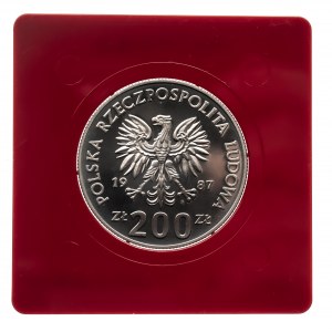 Polska, PRL 1944-1989, 200 złotych 1987, ME w Piłce Nożnej 1988, PRÓBA, miedzionikiel