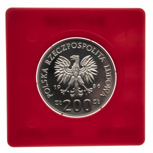 Polska, PRL 1944-1989, 200 złotych 1986, Ochrona Środowiska - Sowa, PRÓBA, miedzionikiel