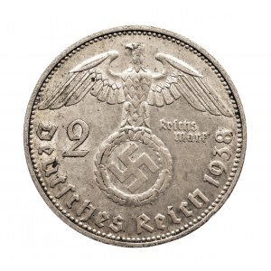 Niemcy, III Rzesza 1933-1945, 2 marki 1938 J, Hindenburg