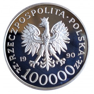 Polska, Rzeczpospolita od 1989, 100000 złotych 1990, Solidarność, typ D, PRÓBA