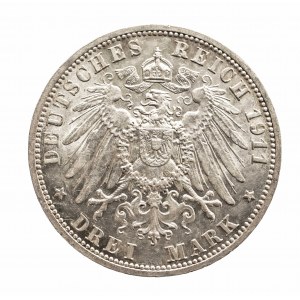 Niemcy, Cesarstwo Niemieckie 1871-1918, Prusy, Wilhelm II 1888-1918, 3 marki 1911 A, Berlin.