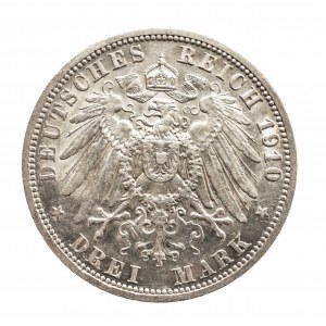 Niemcy, Cesarstwo Niemieckie 1871-1918, Prusy, Wilhelm II 1888-1918, 3 marki 1910 A, Berlin.