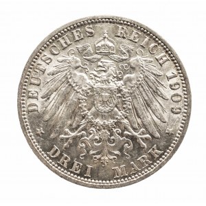 Niemcy, Cesarstwo Niemieckie 1871-1918, Prusy, Wilhelm II 1888-1918, 3 marki 1909 A, Berlin.