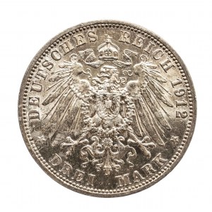 Niemcy, Cesarstwo Niemieckie 1871-1918, Prusy, Wilhelm II 1888-1918, 3 marki 1912 A, Berlin.