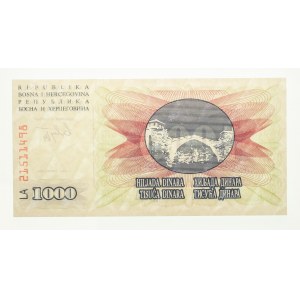 Bośnia i Hercegowina, 1000 dinarów 1.06.1992.
