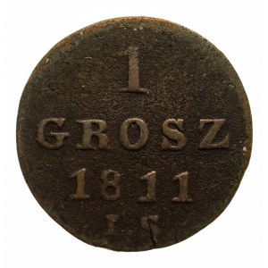 Księstwo Warszawskie 1807-1815, 1 grosz 1811 IS, Warszawa.