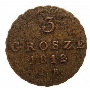 Księstwo Warszawskie 1807-1815, 3 grosze 1812 I.B., Warszawa