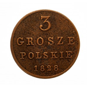 Królestwo Polskie, Mikołaj I 1825-1855, 3 grosze polskie 1828 FH, Warszawa