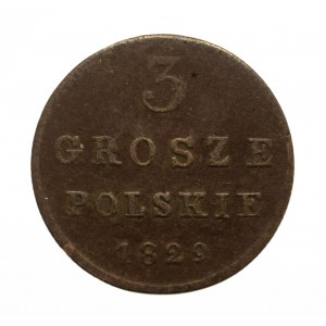 Królestwo Polskie, Mikołaj I 1825-1855, 3 grosze polskie 1829 FH, Warszawa