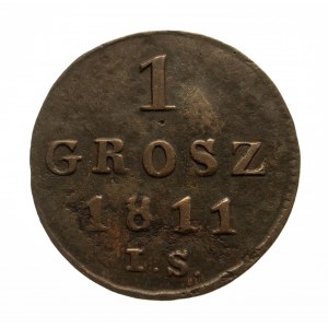 Księstwo Warszawskie 1807-1815, 1 grosz 1811 IS, Warszawa.