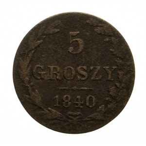 Zabór Rosyjski, Mikołaj I 1825-1855, 5 groszy 1840, Warszawa