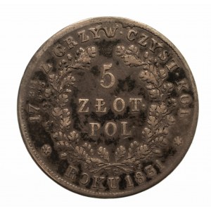 Powstanie Listopadowe 1830-1831, 5 złotych 1831 KG, Warszawa.