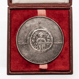 Polska, PRL, medal z serii królewskiej PTAiN NR 3''A, Bolesław Kędzierzawy, 1983, Warszawa. SREBRZONY.