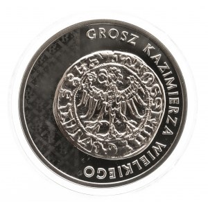 Polska, Rzeczpospolita od 1989, 20 złotych 2015, Grosz Kazimierza Wielkiego.