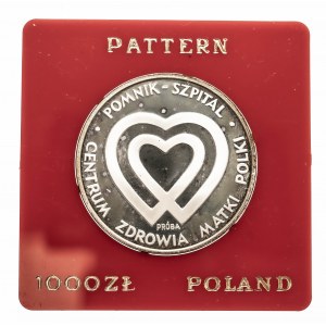 Polska, PRL 1944-1989, 1000 złotych 1986, Pomnik - Szpital Centrum Zdrowia Matki Polki, próba.