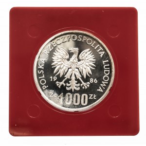 Polska, PRL 1944-1989, 1000 złotych 1986, Narodowy Czyn Pomocy Szkole, próba.