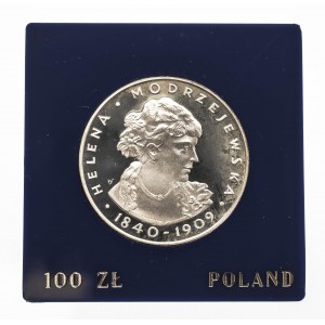 Polska, PRL 1944-1989, 100 złotych 1975, Helena Modrzejewska.